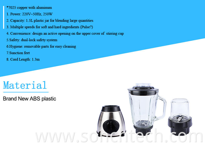 Factory wholesale New Design Grinder and Electric Blender stainless steel housing with glass bottle